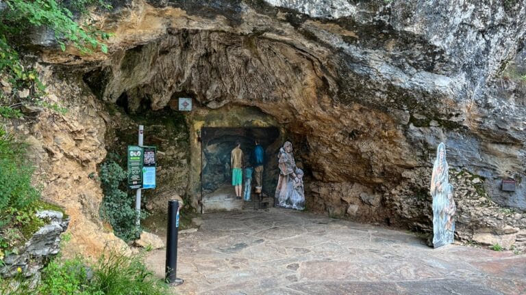 The closed off entrance to the cave of Isturitz.